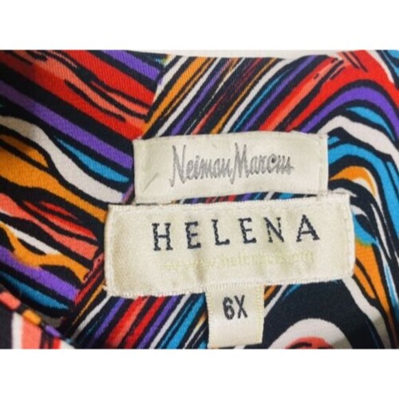 Neiman Marcus Helena Dress Girls Size 6X Multicolor Paint Splatter Striped - Picture 3 of 7